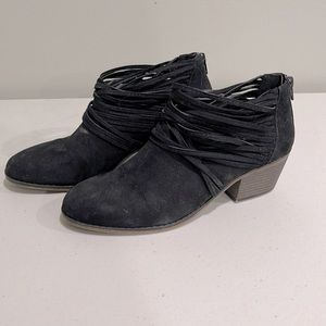 Fergalicious black suede booties